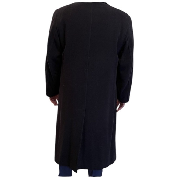 WOOL & CASHMERE Longline Black Double-breasted Top Coat Lined Black Size 36R EUC - Picture 8 of 16